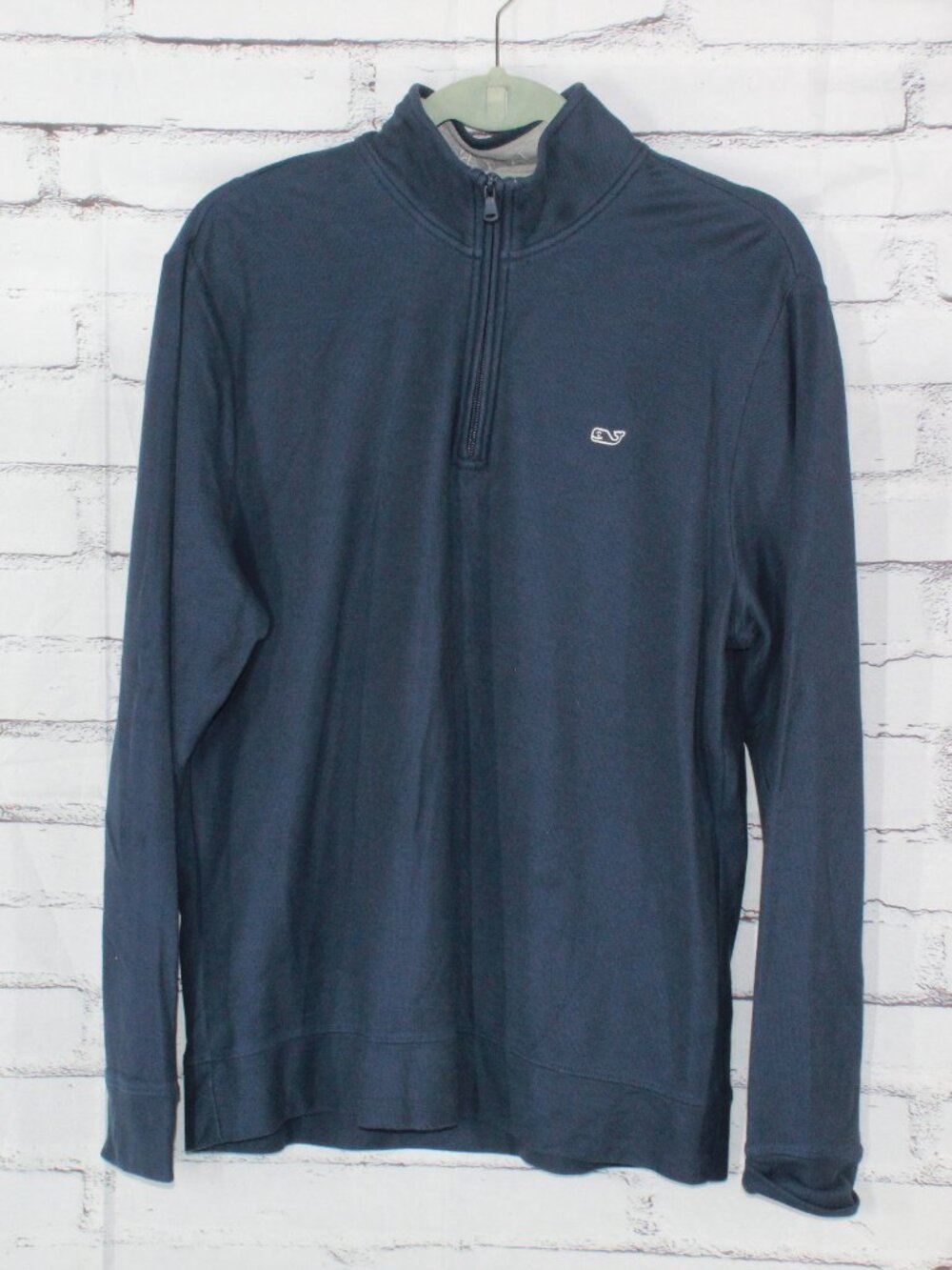 Vineyard Vines Men's Reverse Oxford Pique Saltwater 1/4 Zip Pullover Blue Medium